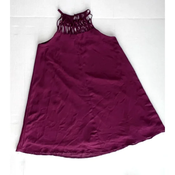 Lulus Dress Small Tell Me Swing Chiffon Strappy Mini Plum Purple Formal Spring - Picture 4 of 8